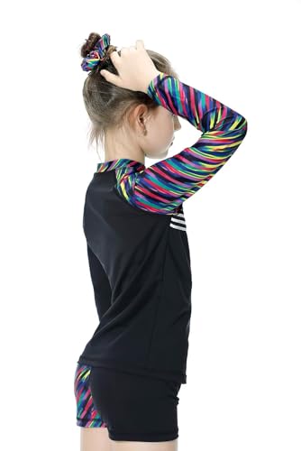 Image of Girls Long Sleeve Swimsuits 2 Pieces Set Rash Guard Swimwear Quick Dry Surfing Wetsuit for Kids Bathing Suit 5-16 Years