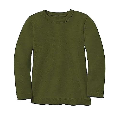 Disana Maglia a Maglione, 100% Lana Merino Biologico GOTS, IVN Best | Design Senza Tempo | Neonato, Bambino, Unisex | Prodotto in Germania, oliva, 134/140 cm