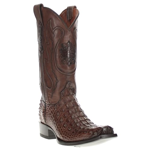 Vaccari Men's Bowie Genuine Alligator Hornback Body Narrow Square Toe Western Cowboy Boots