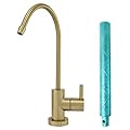 Metpure Water Filtration Faucet Reverse Osmosis Non Air Gap Drinking Water Filtration System Water Dispenser Spout (Brushed Gold) Euro Style with Faucet Wrench RO-FW148. NSF Certified.