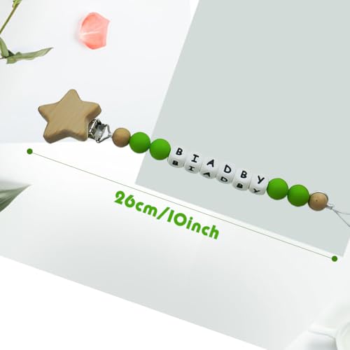 Image of Personalized Pacifier Clips with Name Custom Silicone Beaded Chain Pacifier Holder Stroller Gifts for Baby Boys Girls