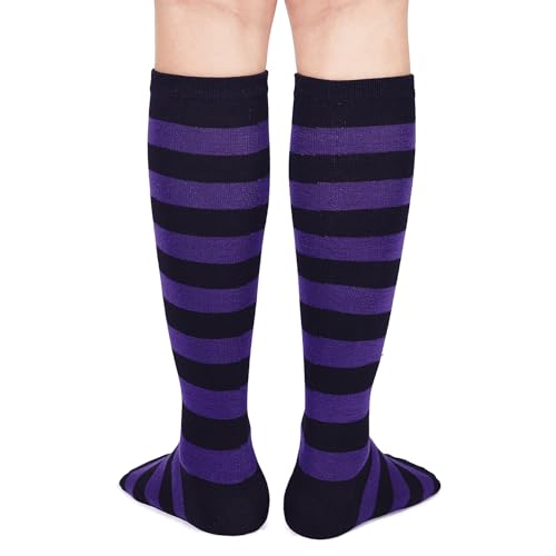 Image of Zando Striped Knee High Socks for Women Athletic Running Long Tube Socks Casual Knee High Stockings