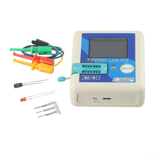 Eawfgtuw - Para multímetro probador de transistores con pantalla a todo color para detección de diodo triodo MOS PNP NPN, condensador de resistencia, batería integrada