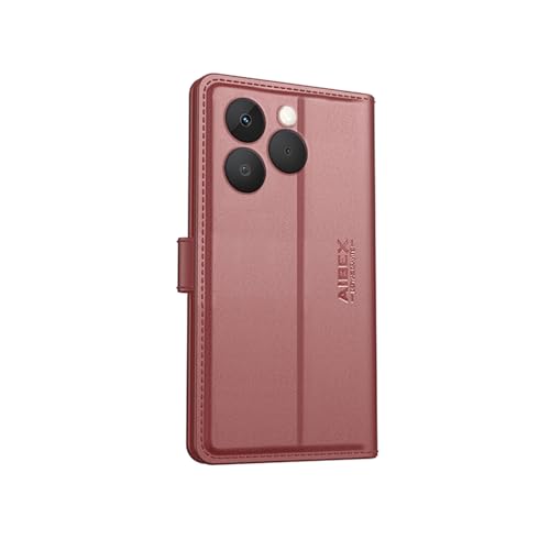 Image of AIBEX Compatible for Realme 15T 5G Flip Cover Leather Finish | Inside TPU with Card Pockets | Wallet Stand | Complete Protection Flip Case Brown
