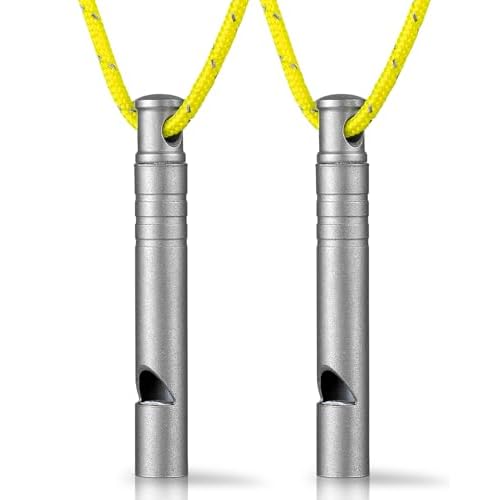 TISUR Titanium Emergency Whistle,120db Safety Whistle with Lanyard,Outdoor Survival Small Whistle for Life Saving,Hiking,Pets Training,Coach Sports