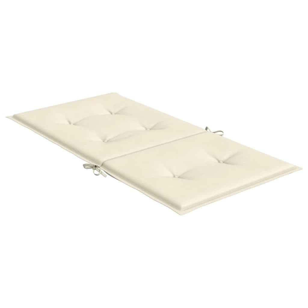 2er Set Gartenstuhlauflagen für Niedriglehner, Bequeme Sitzauflagen 100x50x3 cm, Polsterauflagen aus Oxford-Gewebe für Gartenstühle, Stuhlkissen mit Haltebändern, Creme