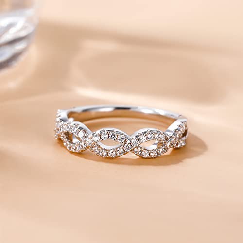 SHINYSO Wedding Bands for Women Infinity Stacking Ring Half Cubic Zirconia Eternity Engagement Ring Size 4-103
