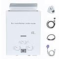Tankless Water Heater 6L 1.58 GPM Portable Propane Hot Water Heater, Outdoor Instant Hot Waters with Handle & Overheating Protection, Easy Installation, Gas Shower for Camping, Boat, RV – White Whi