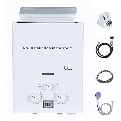 Tankless Water Heater 6L 1.58 GPM Portable Propane Hot Water Heater, Outdoor Instant Hot Waters with Handle & Overheating Protection, Easy Installation, Gas Shower for Camping, Boat, RV – White Whi