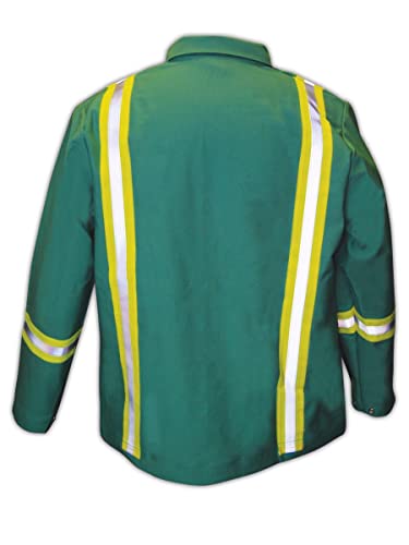 Image of Magid Glove & Safety IND2530HV Magid IND2530HV Arc-Rated 12 oz. 100% FR Cotton Jacket with Hi-Viz Stripes, Large, Regular