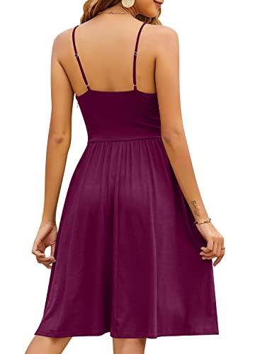 Image of YATHON Casual Dresses for Women Sleeveless Cotton Summer Beach Dress A Line Spaghetti Strap Sundresses with Pockets