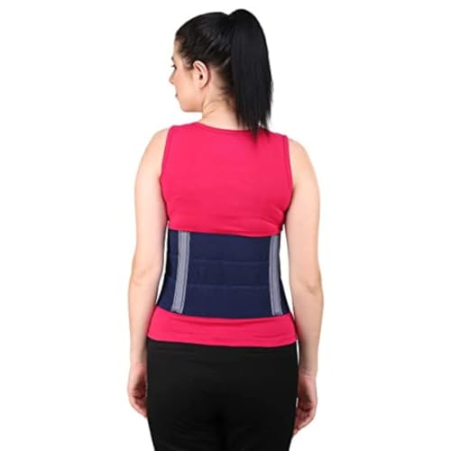 Image of Amazon Brand - Solimo Rubber Abdominal Support Wrap for Post Delivery Tummy Shaping | Lumbo Sacral Lower Back Relief | Breathable Compression Wear for Men Women | Navy Blue Universal Size