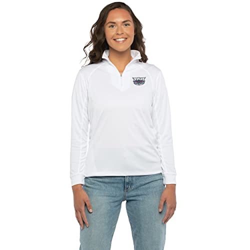 Vantage Women’s Collegiate Micro Mesh Performance White 1/4 Zip Pullover, Florida Atlantic Owls, X-Large