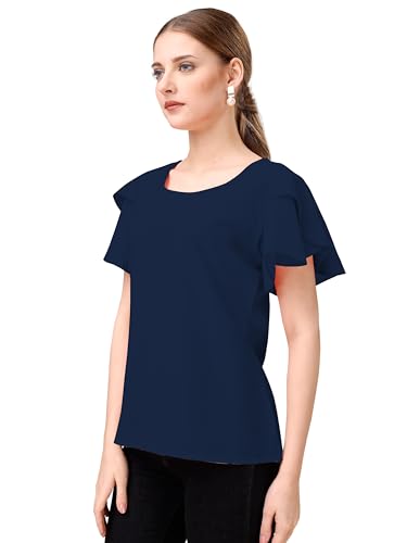 Image of Mehrang Women's Solid Ribbed Crop Tank Top Ribbed Tops for Women V-Neck 3 /4th Balloon Sleeves