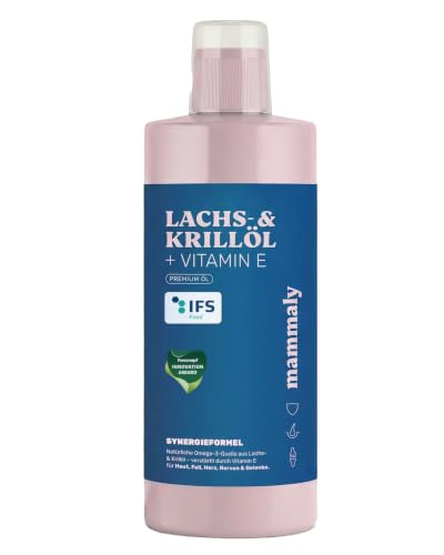 mammaly Lachsöl für Hunde mit Krillöl + Vitamin E 1000ml (reicht ≈200 Tage) – Ansicht 1