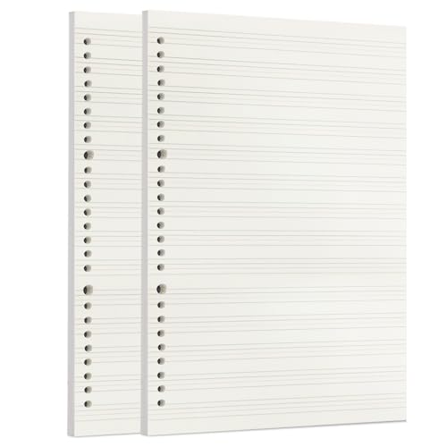 Image of Zelten Loose Leaf Punched Paper Refills Paper for 6 Hole Binder Personal Organizer Diary Notebook Refillable Planner (Manuscript Paper,B5 /26 Hole)