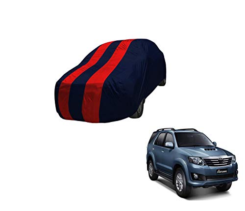 Image of Auto Hub Car Cover Compatible with Fortuner (Model : 2005-2016) with Mirror Pocket,Triple Stitched, Weather Proof, Fortuner Car Cover- Navy-Red