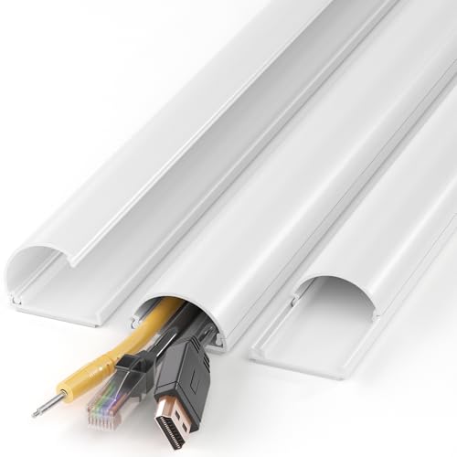 Image of ZhiYo 42.5in Cord Hider for 2-4 Wall-Mounted TV Wires, 1.4 inchW x 0.7 inchH, White
