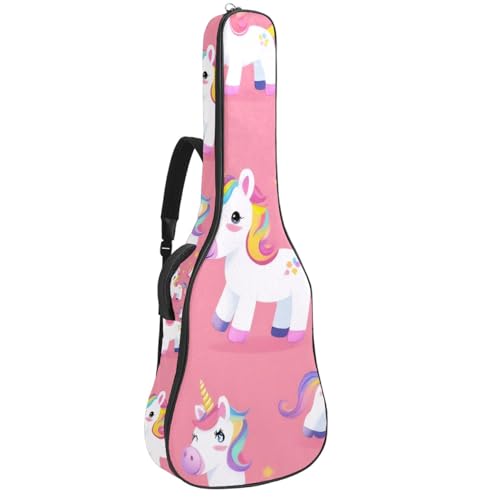 Housse guitare acoustique 109 cm étui souple imperméable imprimé licorne avec sangles dos