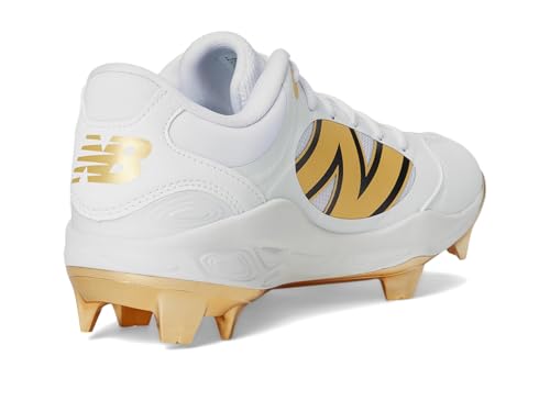 New Balance Men's Fresh Foam 3000 V7 Molded Baseball Shoe, White/Metallic Gold, 10 M