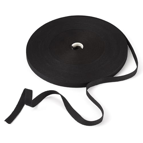 Craftdady Ruban en coton sergé noir de 45 m - 10 mm - Ruban à chevrons pour couture, bricolage, emballage cadeau