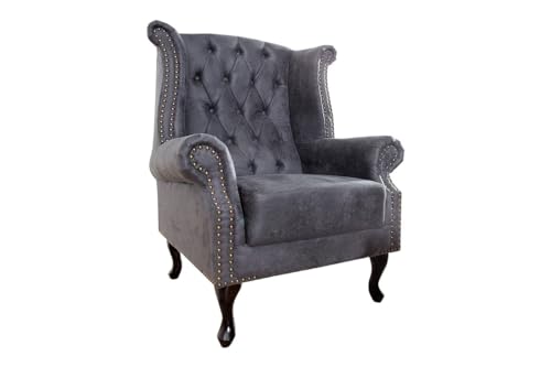 CASA Padrino Fauteuil Chesterfield Gris Antique des Meubles de Salon
