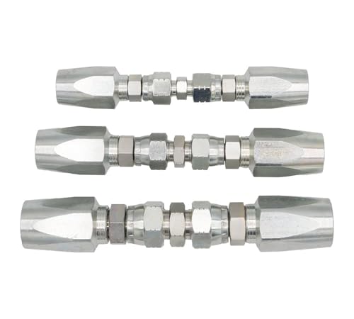Image of Mytee Products 3Pcs Hydraulic Hose Field Repair Kits - 1 /4 inch, 3 /8 inch, 1 /2 inch Inner Diameter Steel Female JIC w /Adapter - Reusable Hydraulic Fittings for Wire Hydraulic Hose Compatible w / R2, R16, R17