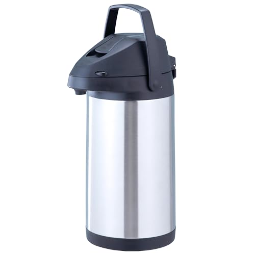 ビータ(Vita) レバー式エアーポット シルバー 幅18.5×奥行22×高さ45cm 容量4.0L 保冷 保温 電源不要 大きめ取手 セーフティロック 小さな力で楽々注げる