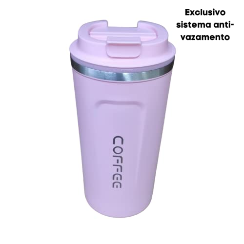 Copo Termico Inox Cafe Cha Cerveja Chope com Tampa (Rosa)