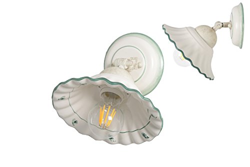 VANNI LAMPADARI - Applique da Parete Interno Agnese - Lampada da Parete Orientabile con Snodo in Ceramica Decorata a Mano - Applique Camera da Letto - Bagno - Cucina – Soggiorno, Verde