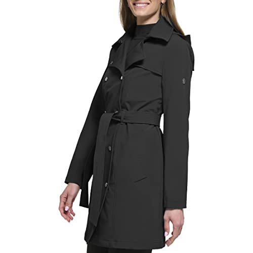 Calvin Klein Women's Double Breasted Belted Rain Jacket with Removable Hood4