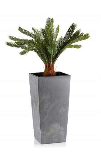 HowHomely Blumentopf Grau 47 x 25 x 25 cm Pflanzkübel Groß Außen - Blumenkübel mit Pflanzkübel Einsatz - Pflanzkübel Rechteckig Betonoptik für Wohnzimmer oder Garten