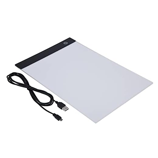 KIMISS A4 USB Led, Tablero de Dibujo de Trazado de Caja de Luz Pintura de Plantilla de Diamante Led (Brillo Ajustable de 3 Niveles) (oscurecimiento Continuo)