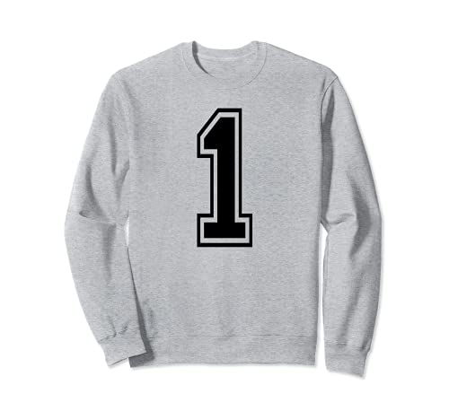 Number 1 Sports Jersey Player Uniform Number 1st Place Sweatshirt, Grey