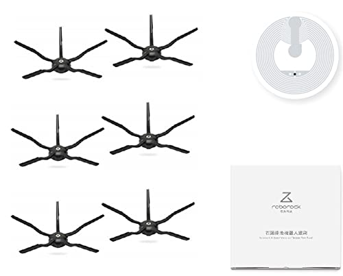 Löwenbiss Ersatzpaket(Löwenbiss NFC + Seitenbürste für Roborock S50 S55 S6 S5Max Saugroboter Ersatzteile Sparpack Austauschteile Reparatur Zubehör ZINNZ Selected) (Seitenbürste, schwarz 2 Stk X 3)