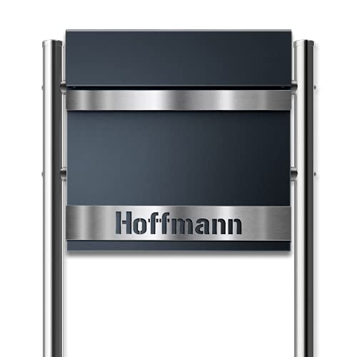 Preisvergleich Produktbild Metzler Standbriefkasten in Anthrazit Asta - Briefkasten mit Edelstahl-Namensschild, Zeitungsfach & Briefkastenständer - Pulverbeschichtung in RAL 7016 - Größe: 37 x 37 x 10,5 cm - Höhe 120 cm