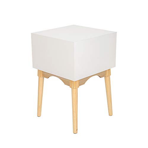 ORISTUS Natural Color Nightstands Side Tables Sofa End Table with 2 Storage Drawers Wood Legs Small Bedside Table for Bedroom Furniture Snack Night Table