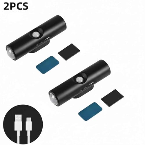 Image of GITGRNTH 2 PCS Black RGB LED Indoor Wall Light with Motion Sensor, Rechargeable Up Down Light with Automatic Color Changing | Modern 2 Way RGB Wall Lamp for Home, Bedroom, Living Room, Corridor