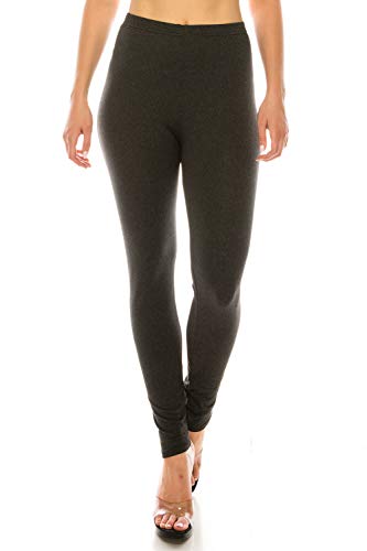 Image of Leggings Depot Women's High Waist Leggings Soft 1 inch Waistband Solid Pants - Regular, Plus, 1X3X, 3X5X