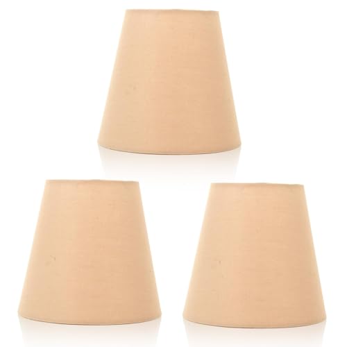 Lampenschirme 3er-Set, Lampenschirm Klein E14, Lampenschirms Aus Stoff,Lampenschirm Clip On für Hängelampe Tischlampe Stehlampe Ersatz Für Tischlampen Und Stehlampen(Khaki 9 * 13 * 14cm)