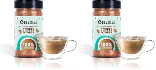 Image of Bevzilla Classic Instant Coffee Powder Classic - 75 Grams | Arabica Beans | Best for Lattes, Cappuccinos & Espresso | Makes 40 Cups |Strong Flavoured Coffee| Enjoy Hot & Cold Brew (Pack of 2)