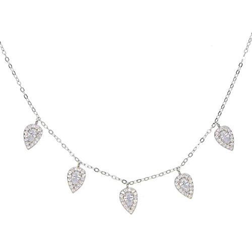 Choker ras de cou argent 925 femme avec pendentif larme micro pavé or rose pour cérémonie