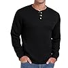 Sailwind Mens Henley T Shirts Thick Sweatshirts for Men Thermal Tops Warm Crew Neck Mens Long Sleeve T Shirt Autumn Winter Mens Tops (Black, XXL) #3