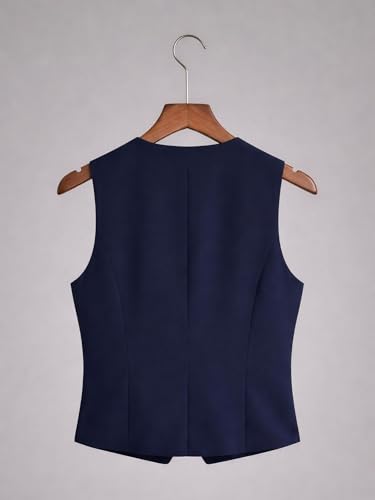 Image of ROCKSY Women Stretch Waistcoat - Sleeveless Lightweight Round Neck Premium Vest with 2 Pockets | Ideal for Formal, Office, Casual, Party
