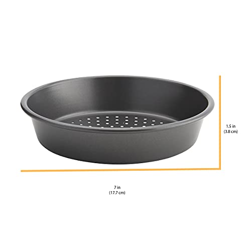 Chicago Metallic Deep Dish Pizza Pan Set of 4, 7 Inch Personal Size, Heavy-Duty Carbon Steel with Perforated Bottom for Crispy Crust, Perfect for Family Pizza Night