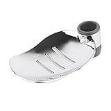 Jabonera Jaboneras de plástico ABS ingeniería Plateado, Soporte for jabón con Forma Hoja, Bandeja Deslizante Ajustable, Accesorio baño(22mm)