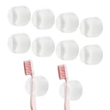 Soportes de Silicona para Cepillos de Dientes, HERKINDNESS 10 Piezas Porta Cepillo de Dientes Multifunción, Cartucho de Afeitar con Ventosa, para Colgar Cepillos de Dientes y Afeitadoras (Blanco)