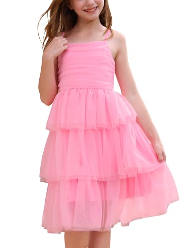 Girl Ruffle Formal Wedding Tiered Tulle Dress Teen Pageant Birthday HOCO School Prom Outfits Junior Graduation Dress