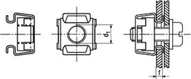 M5 Cage Nuts, Steel, (Quantity: 200), Steel, Surface: Zinc Plated Blue (Nut)