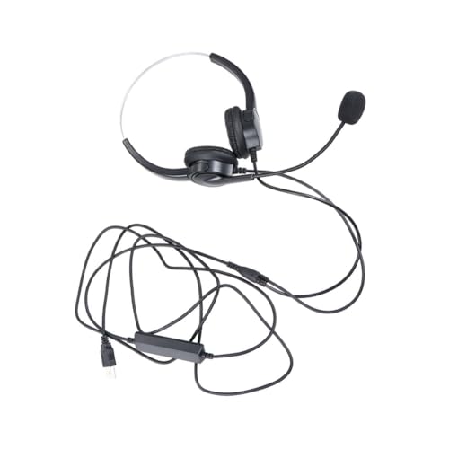 Toyvian -Mounted Microphone Dual Ear Design Flexible USB Voice Amplifier for Telemarketing and Comfortable Rotatable Mic Black